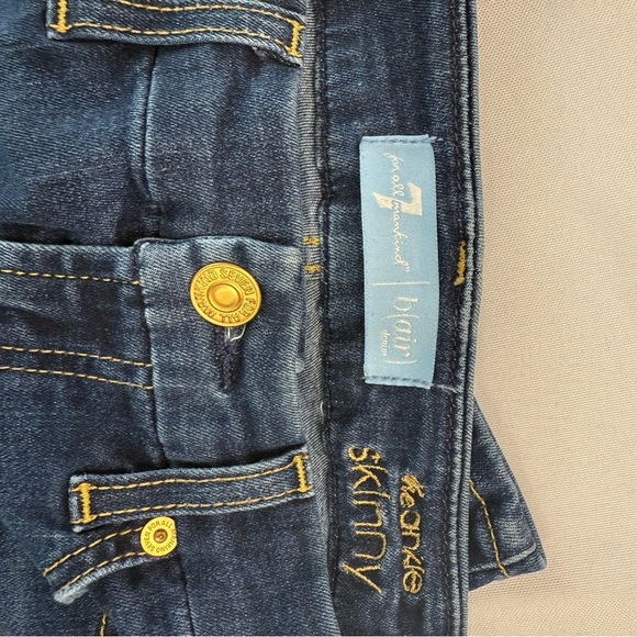 7 For All Mankind Blue Skinny Jeans with Classic Indigo Hue - Picture 7 of 9